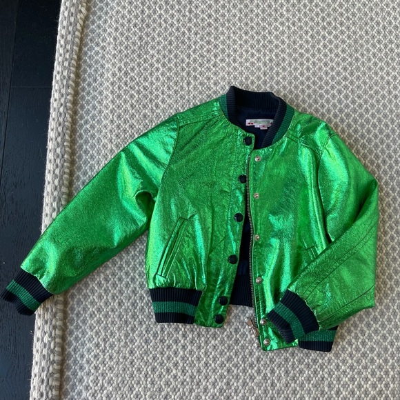 🔥KIDS Bonpoint Metallic Leather Bomber Jacket🔥 - Picture 3 of 6